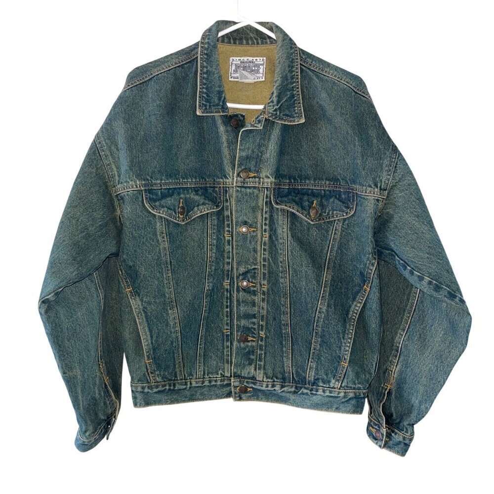 Jordache Vintage Mens Jacket Size Medium Blue Denim Pockets Pure Cotton